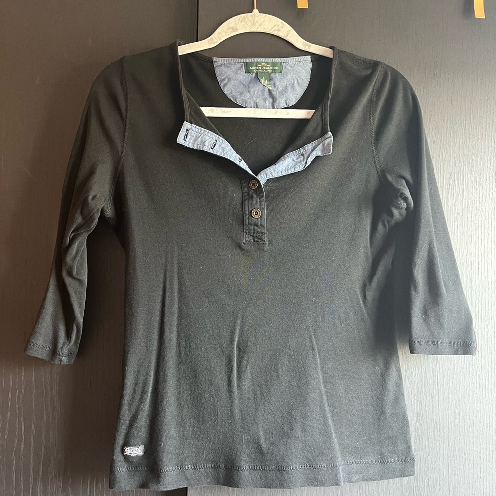 VINTAGE Lauren Ralph Lauren Women’s Black 3/4 Sleeve Top